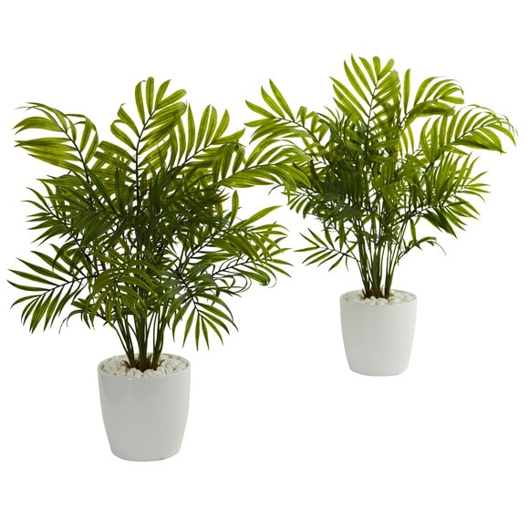 Palms in White Planter Artificial Plant Set of 2 - SKU #6377-S2