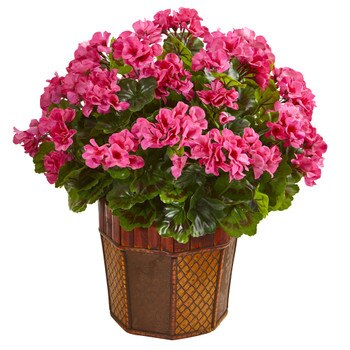 Geranium Artificial Plant in Decorative Planter - SKU #6475-PK