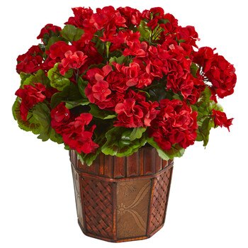 Geranium Artificial Plant in Decorative Planter - SKU #6475