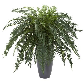 River Fern Artificial Plant in Cylinder Planter - SKU #6495