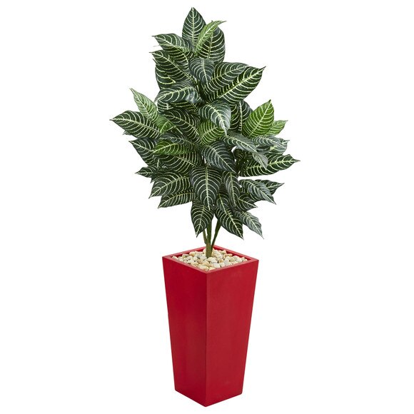 4.5 Zebra Artificial Plant in Red Planter - SKU #6524