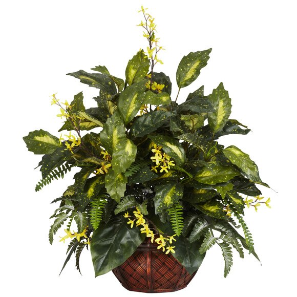 Forsythia Mixed Greens Silk Plant - SKU #6644