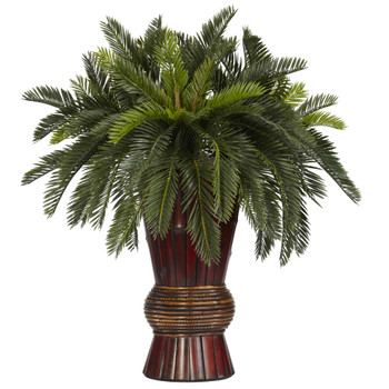 Cycas w/Bamboo Vase Silk Plant - SKU #6655