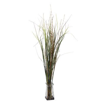 Grass Bamboo w/Glass Vase Silk Plant - SKU #6690