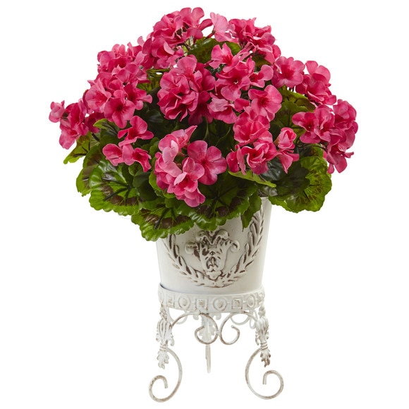 Geranium with Metal Planter UV Resistant Indoor/Outdoor - SKU #6885