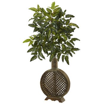 Bracken Fern with Open Weave Planter - SKU #6890