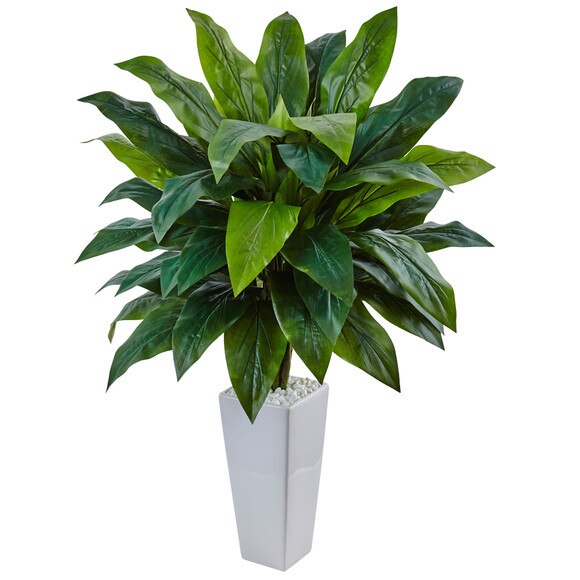 Cordyline in White Tower Planter - SKU #6977