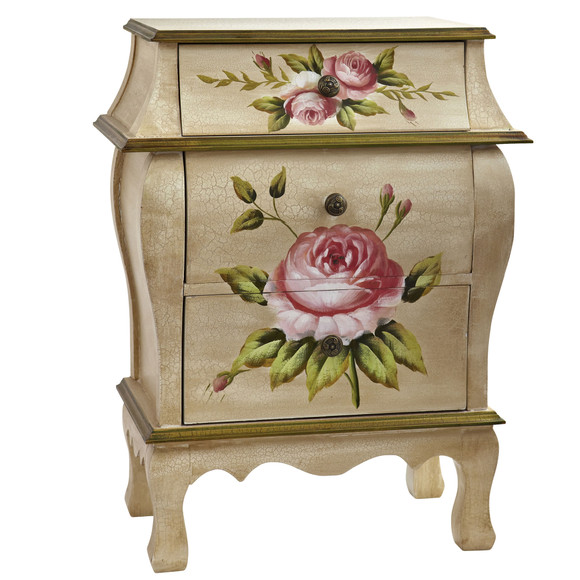 Antique Night Stand w/Floral Art - SKU #7012