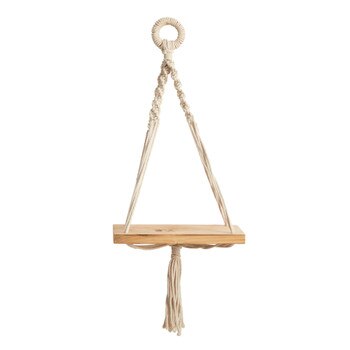 18 Boho Chic Wood Macrame Single Shelf Wall Art Decor - SKU #7118