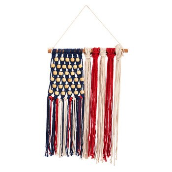 14 x 18 Handmade American Flag Americana Macrame Wall Hanging Art Decor - SKU #7132