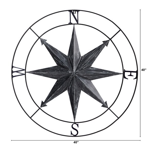 40 Washed Nautical Metal Compass Wall Art Decor - SKU #7145 - 1