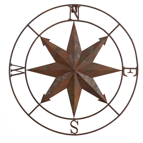 18 Rustic Nautical Metal Compass Wall Art Decor - SKU #7146