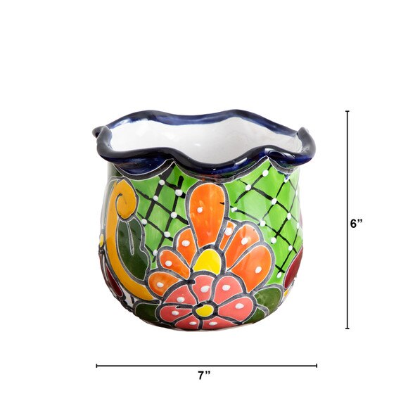 6 X 7 Handmade Mexican Talavera Ceramic Planter - SKU #7546-S1 - 1
