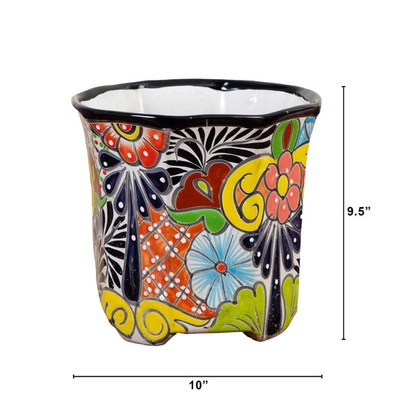 9.5 x 10 Handmade Mexican Talavera Ceramic Planter - SKU #7550-S1 - 1