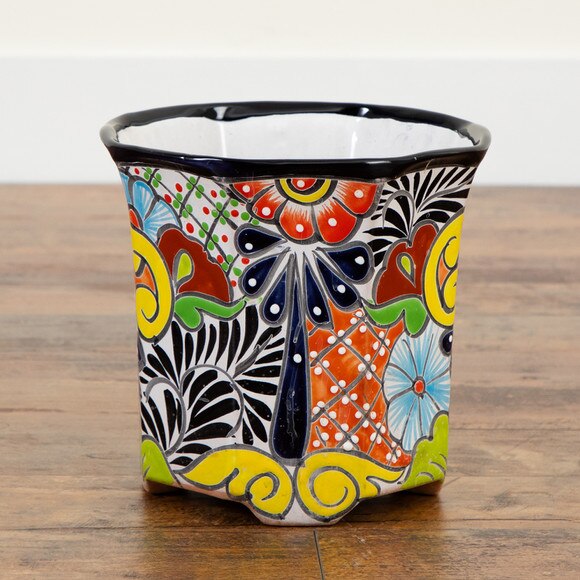 9.5 x 10 Handmade Mexican Talavera Ceramic Planter - SKU #7550-S1 - 9