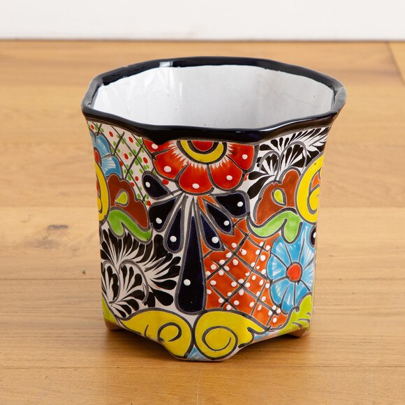 9.5 x 10 Handmade Mexican Talavera Ceramic Planter - SKU #7550-S1 - 14