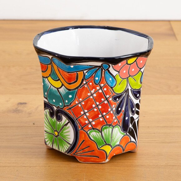 9.5 x 10 Handmade Mexican Talavera Ceramic Planter - SKU #7550-S1 - 16