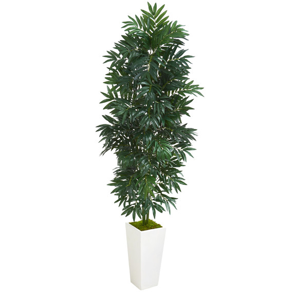 5 Bamboo Palm Artificial Plant in White Planter - SKU #8083