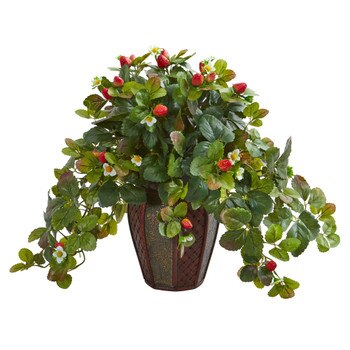 Strawberry Artificial Plant in Decorative Planter - SKU #8172