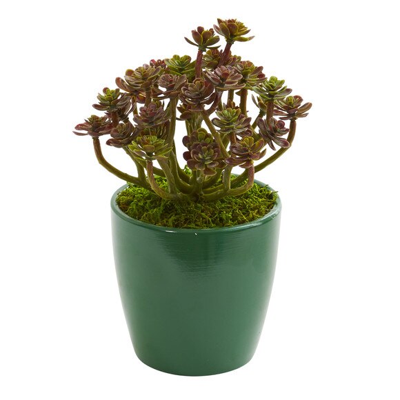 Sedum Artificial Plant in Green Planter Set of 2 - SKU #8205-S2 - 1