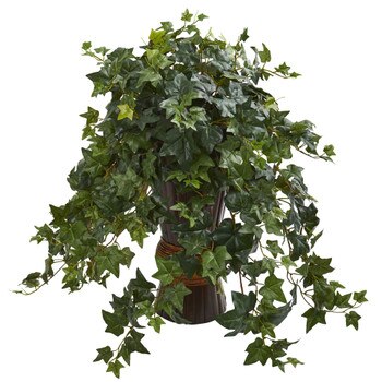 Ivy Artificial Plant in Bamboo Planter - SKU #8240