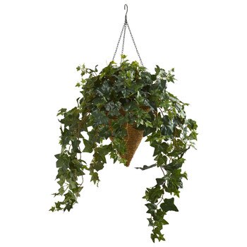 Ivy Artificial Plant in Cone Hanging Basket Basket - SKU #8242