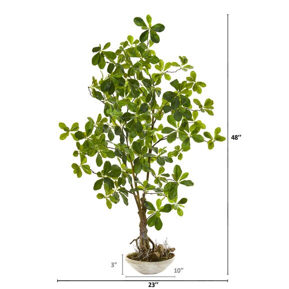 4 Schefflera Bonsai Artificial Plant in Planter - SKU #8335 - 1