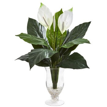 Spathifyllum Artificial Plant in Glass Vase - SKU #8348