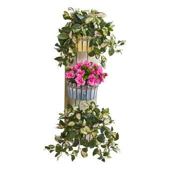 39 Azalea Hoya Artificial Plant in Wall Decor Planter - SKU #8349