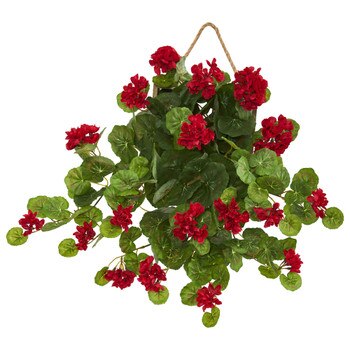 18 Geranium Artificial Plant in Decorative Hanging Frame - SKU #8379