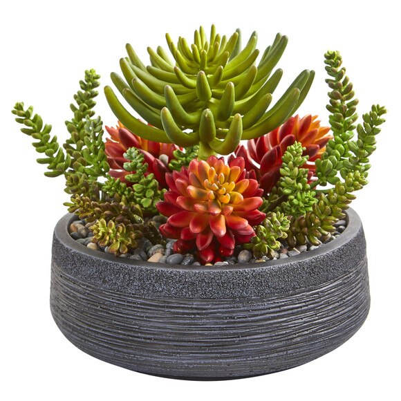 12 Succulent Garden Artificial Plant in Bowl - SKU #8477