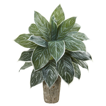 Aglonema Artificial Plant in Weathered Oak Vase Real Touch - SKU #8507