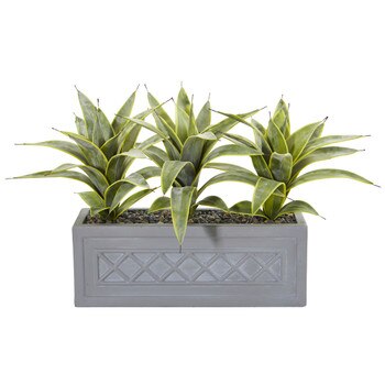Sanseveria Artificial Plant in Stone Planter - SKU #8540