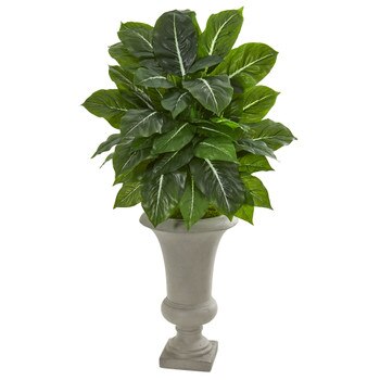 35 Evergreen Artificial Plant in Sandstone Urn Real Touch - SKU #8577