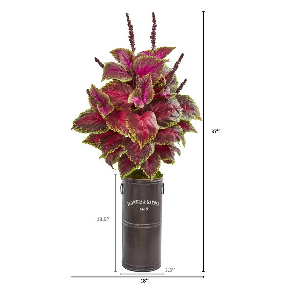 37 Coleus Artificial Plant in Decorative Planter - SKU #8648 - 1