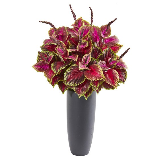 39 Coleus Artificial Plant in Gray Planter - SKU #8685