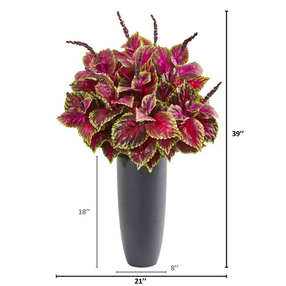 39 Coleus Artificial Plant in Gray Planter - SKU #8685 - 1