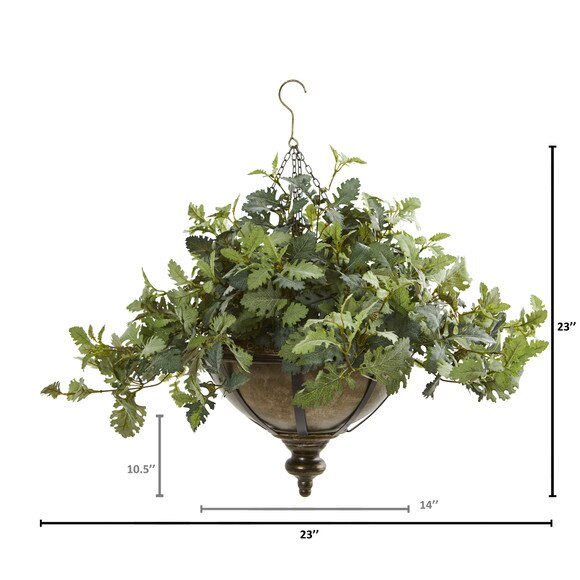 23 Dusty Miller Artificial Plant in Hanging Bowl - SKU #8725 - 1