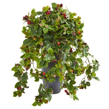 29 Raspberry Artificial Plant in Gray Planter - SKU #8727