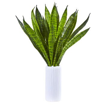 22 Sansevieria Artificial Plant in White Vase - SKU #8730
