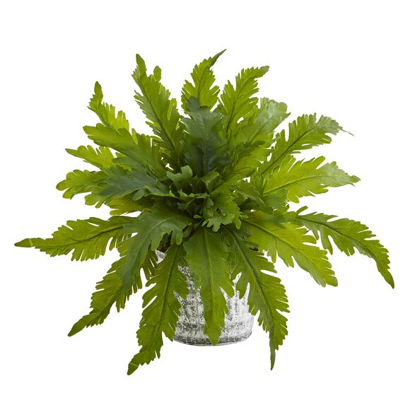 Fern Artificial Plant in Vintage Hanging Planter - SKU #8737