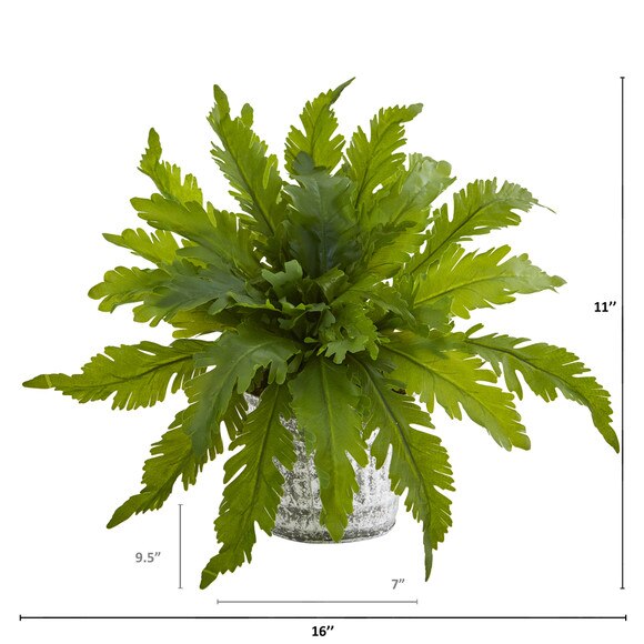 Fern Artificial Plant in Vintage Hanging Planter - SKU #8737 - 1