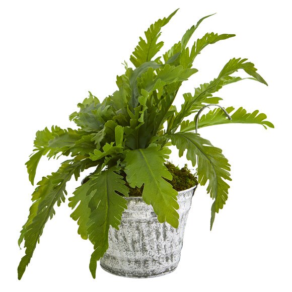 Fern Artificial Plant in Vintage Hanging Planter - SKU #8737 - 2