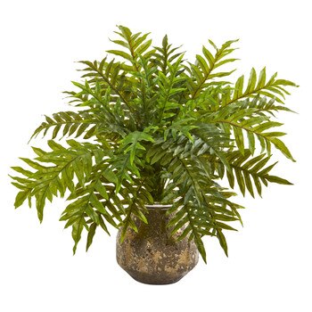 24 Hares Foot Fern Artificial Plant in Vase Real Touch - SKU #8747