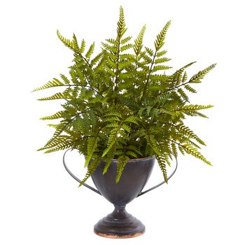 15 Fern Artificial Plant in Metal Goblet - SKU #8817
