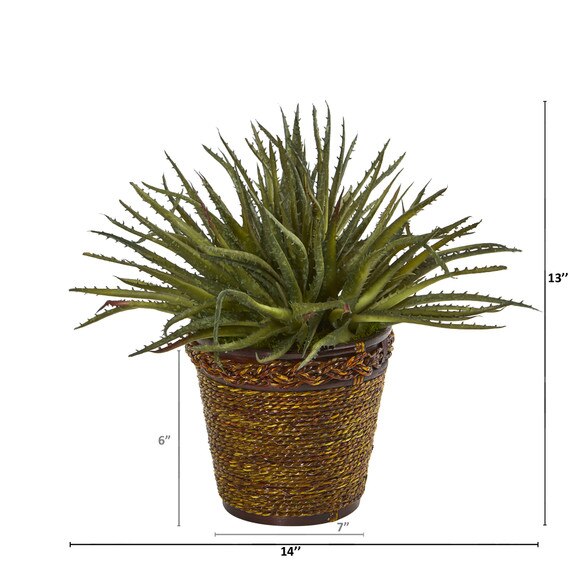 13 Aloe Artificial Plant in Basket - SKU #8859 - 1