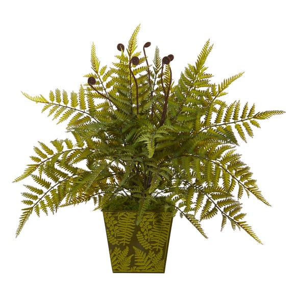 19 Fern Artificial Plant in Green Planter - SKU #8889