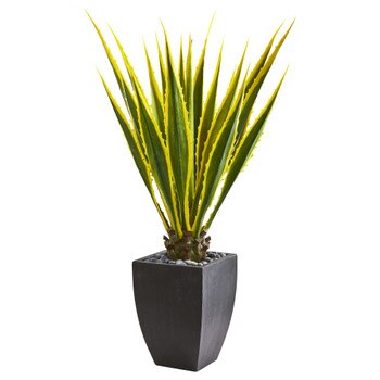 4 Agave Artificial Plant in Black Planter - SKU #9072