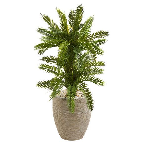 3 Double Cycas Artificial Plant in Sand Colored Planter - SKU #9199