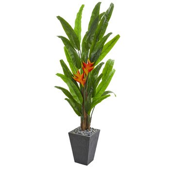 6.5 Heliconia Artificial Plant in Slate Planter - SKU #9211